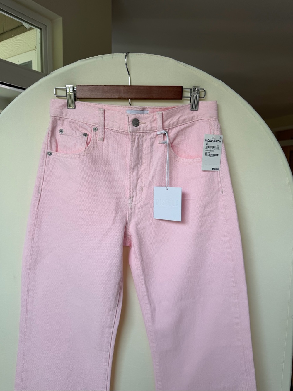 NWT Pistola Larsen Relaxed Wide Flare Full Length Jeans in Blush Pink size 25 - Picture 4 of 7